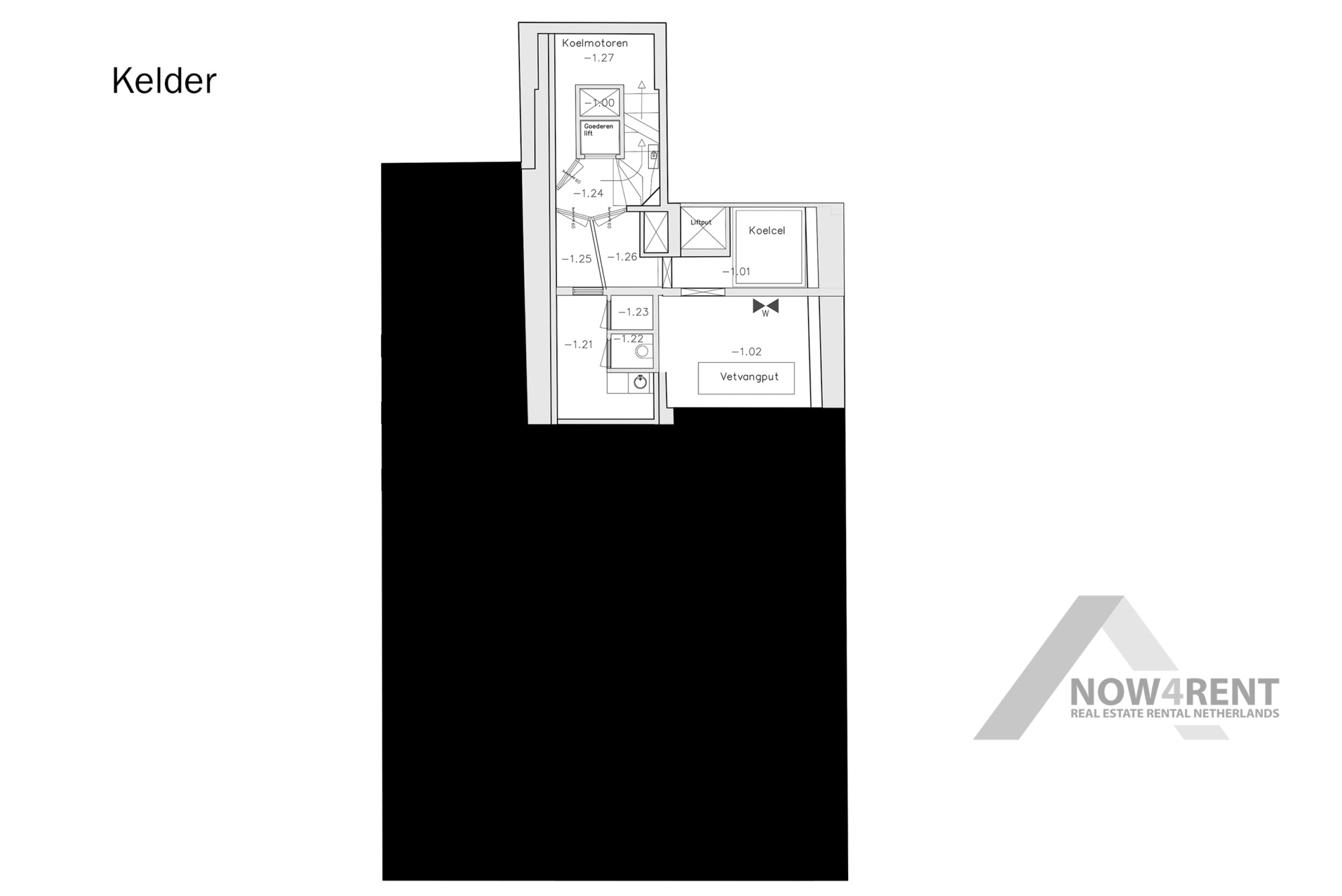 17 Damstraat 1a Plattegrond kelder Damstraat 1a, Amsterdam