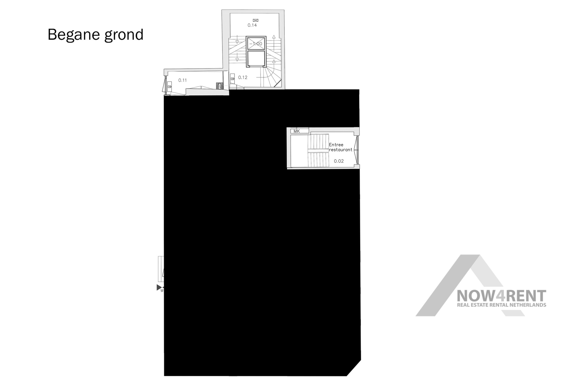 18 Damstraat 1a Plattegrond begane grond Damstraat 1a, Amsterdam