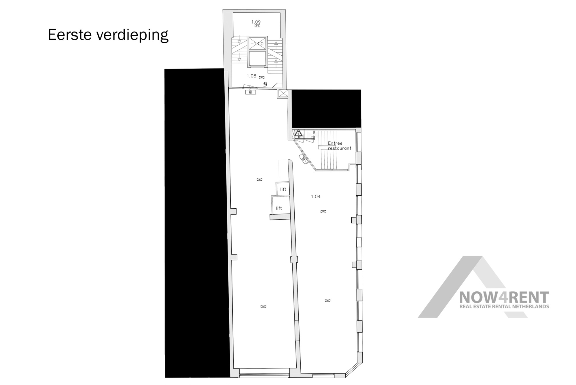 19 Damstraat 1a Plattegrond Eerste verdieping Damstraat 1a, Amsterdam
